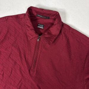 Nike Tiger Woods Collection Men L 1/4 Zip Golf Shirt Red Diamond Jacquard Polo